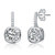 White Gold Plated Square Framed Stud Linear Earrings with Clear Cubic Zirconia - Silver