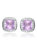 White Gold Plated Square Stud Earrings With Pink Cubic Zirconia - Pink