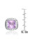 White Gold Plated Square Stud Earrings With Pink Cubic Zirconia
