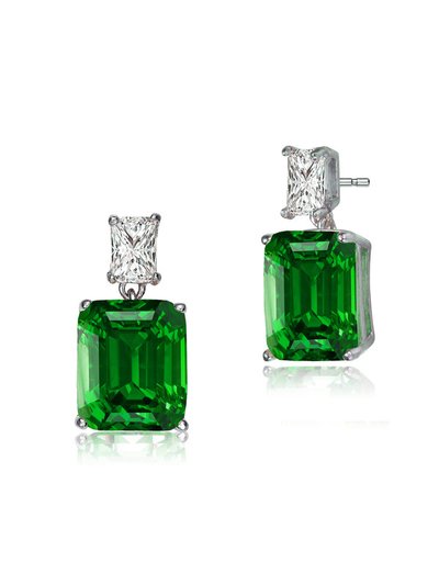 Rachel Glauber White Gold Plated With Colored Cubic Zirconia Rectangle Stud Earrings product