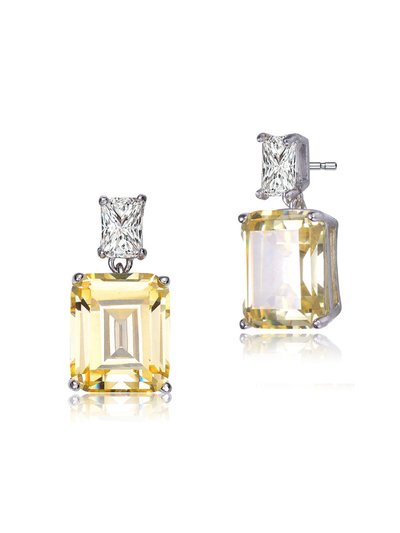 Rachel Glauber White Gold Plated With Colored Cubic Zirconia Rectangle Stud Earrings product