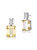 White Gold Plated With Colored Cubic Zirconia Rectangle Stud Earrings - Yellow