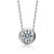 White Gold Plated With Diamond Cubic Zirconia Round Solitaire Bezel Floating Pendant Necklace - White Gold