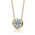 White Gold Plated With Diamond Cubic Zirconia Round Solitaire Bezel Floating Pendant Necklace - Gold