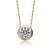 White Gold Plated With Diamond Cubic Zirconia Round Solitaire Bezel Floating Pendant Necklace - Gold