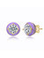 Young Adults/Teens 14k Yellow Gold Plated With Clear Cubic Zirconia Amethyst Enamel Round Stud Earrings - Amethyst
