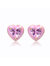 Young Adults/Teens 14k Yellow Gold Plated With Pink Cubic Zirconia And Pink Enamel Heart Stud Earrings