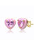 Young Adults/Teens 14k Yellow Gold Plated With Pink Cubic Zirconia And Pink Enamel Heart Stud Earrings - Pink