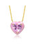Young Adults/Teens 14k Yellow Gold Plated With Pink Cubic Zirconia Pink Enamel Heart Pendant Necklace - Pink