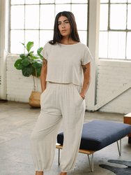 Cropped Linen Keith Top - Natural