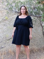 Gauze Alba Dress - Plus Size - Black - Black