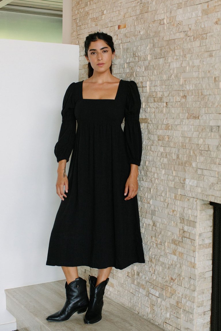 Linen Doreen Dress - Black