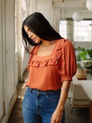 Linen Dorothy Top - Saffron