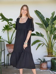 Linen Mae Dress - Black