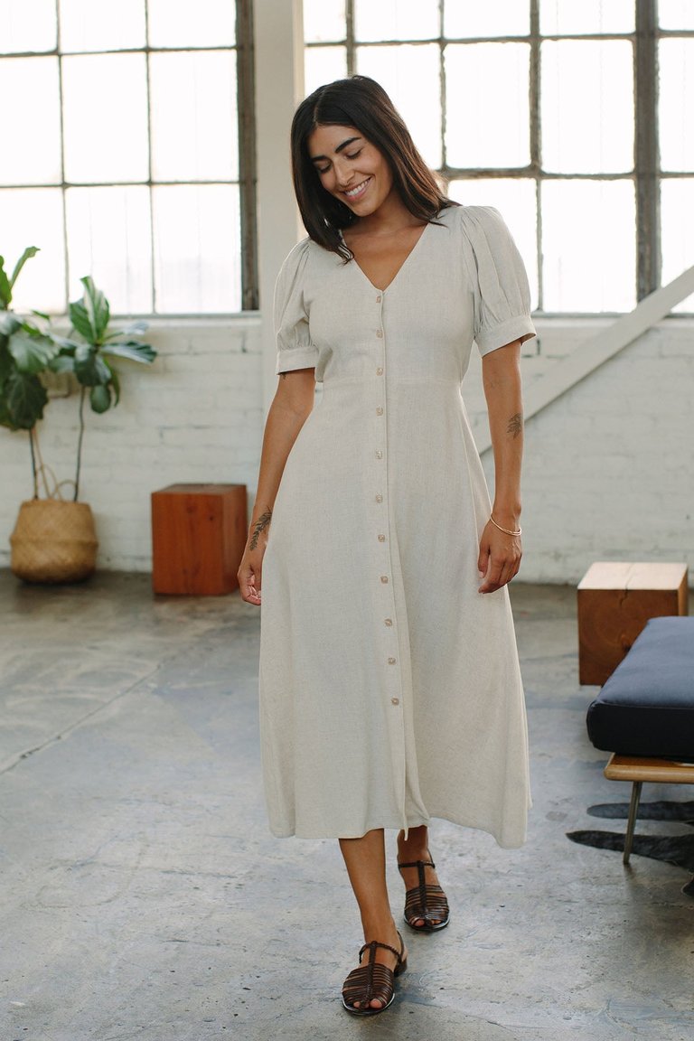 Linen Piper Dress - Natural