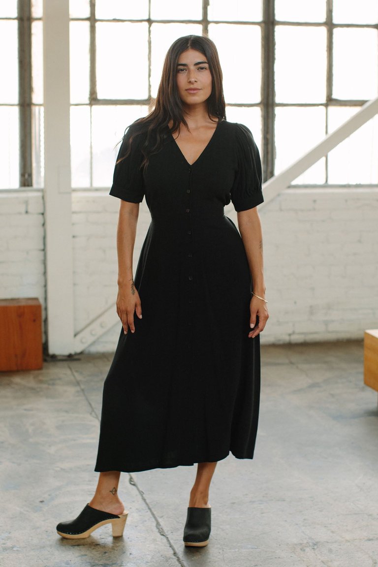 Linen Piper Dress - Black