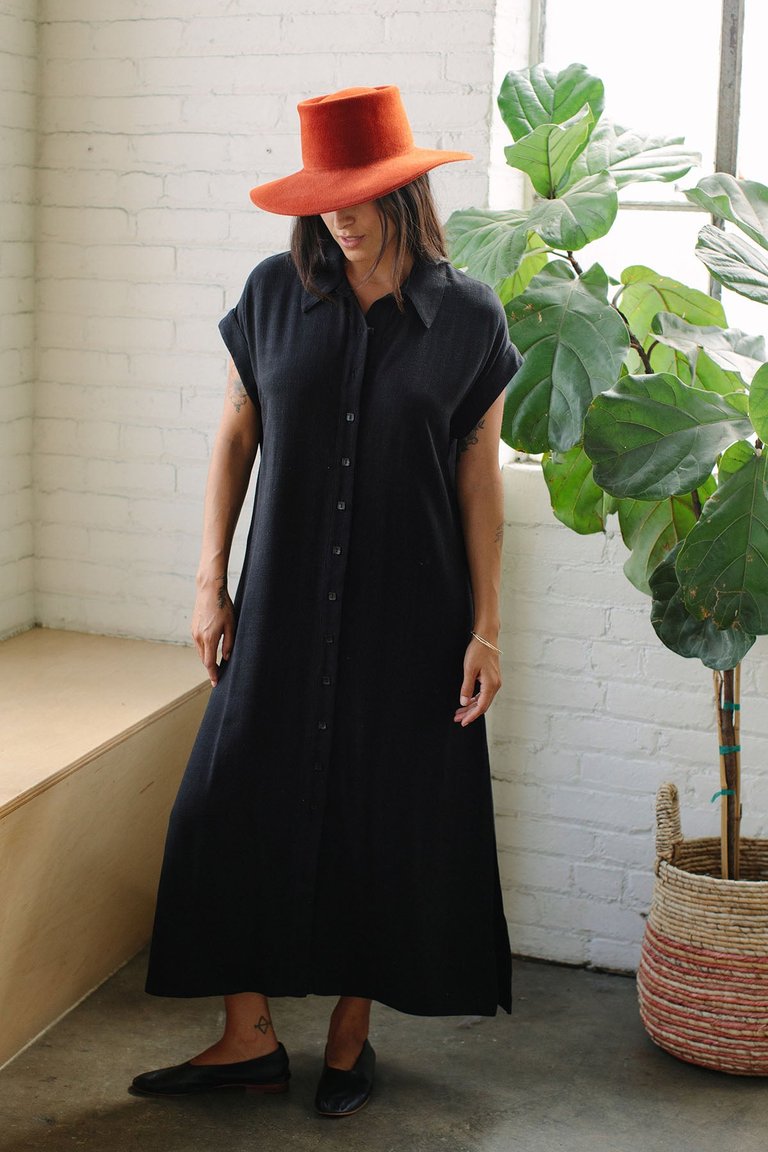 Linen Stella Dress - Black