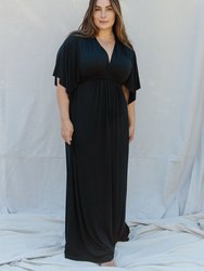 Long Caftan Dress - Plus Size - Black