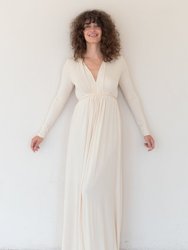 Long Sleeve Full Length Caftan - Cream