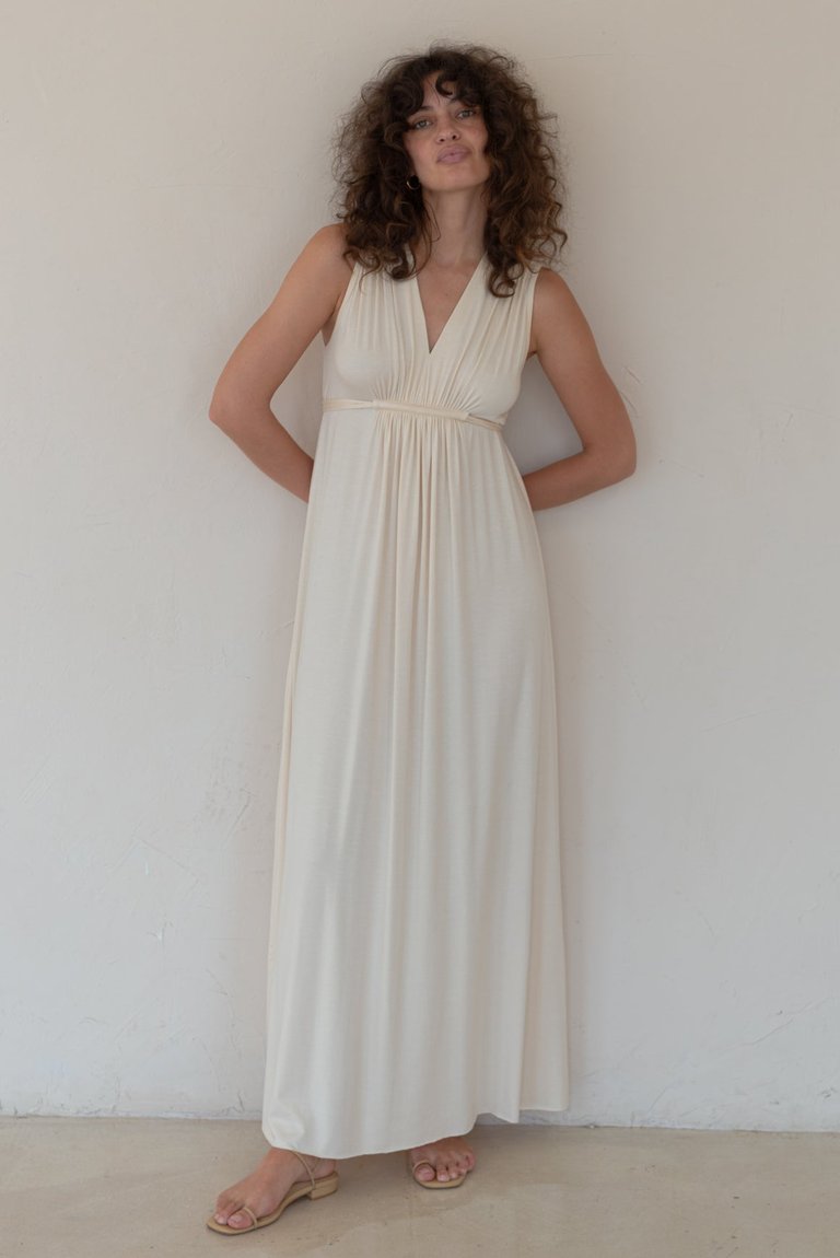 Long Sleeveless Caftan - Cream