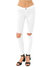 Bright White Capri Jeans With Holes - White