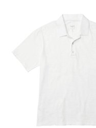 Men Classic Flame Short Sleeve Cotton Polo Shirt White