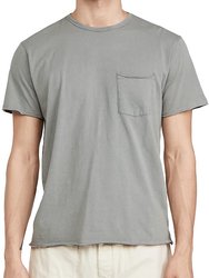 Men Miles Tee in Principle Jersey Blue Grey Short Sleeves T-Shirt - Gray