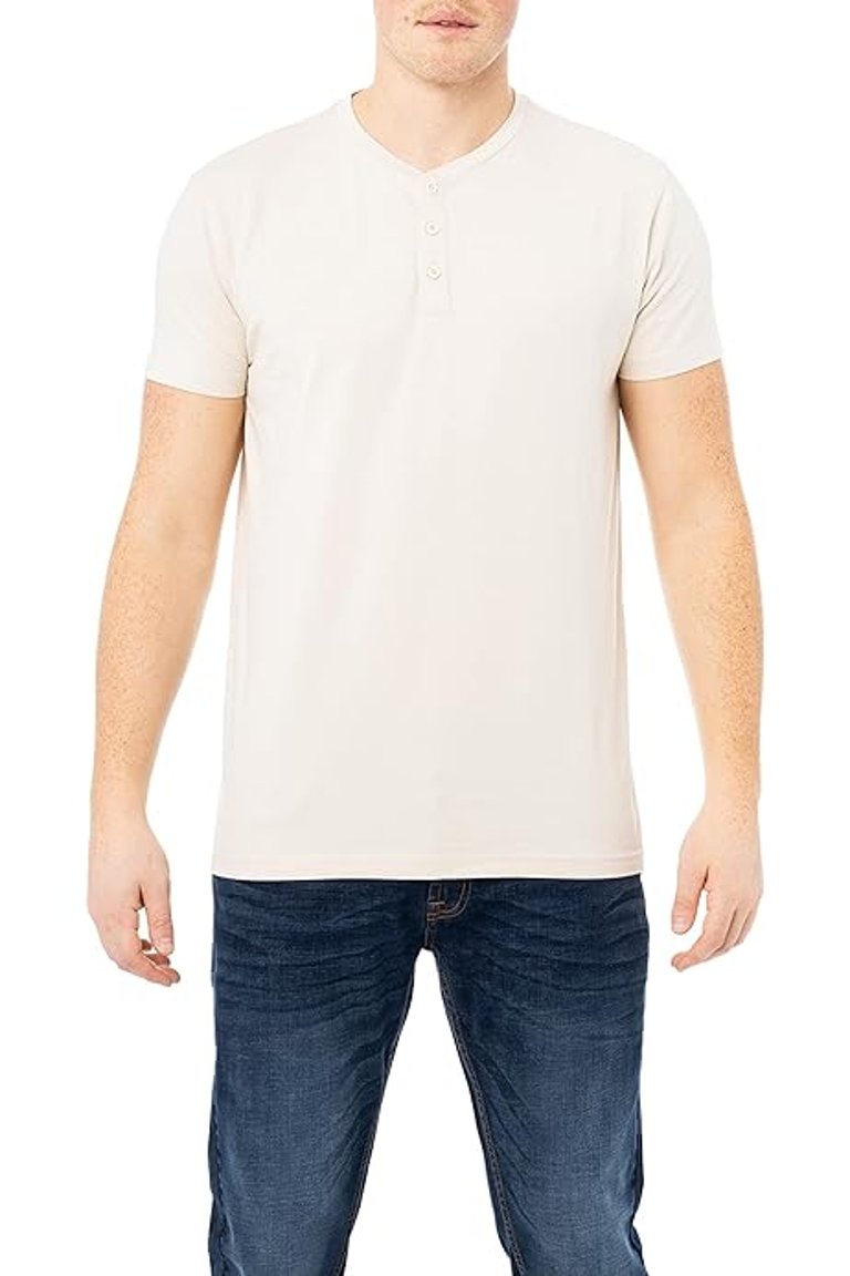 Men Standard Issue Men's Classic Short Sleeve Henley White T-Shirt - White