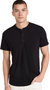 Men's Classic Henley, Jet Black Short Sleeve Cotton T-Shirt - Black