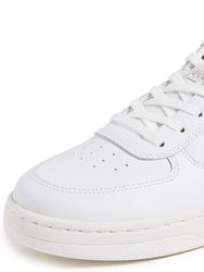 Men's Retro Court Sneakers, White White Lace Up leather Shoes