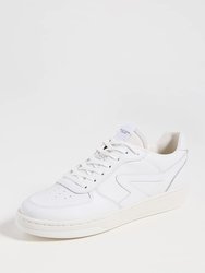 Men's Retro Court Sneakers, White White Lace Up leather Shoes - White