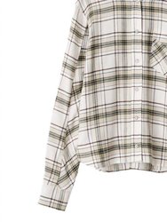 Jonah Cotton Cropped Plaid Shirt In Beige Multi