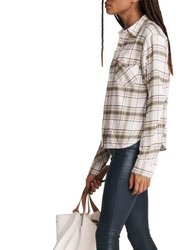 Jonah Cotton Cropped Plaid Shirt In Beige Multi