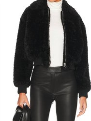 Nikki Faux Fur Jacket In Black - Black