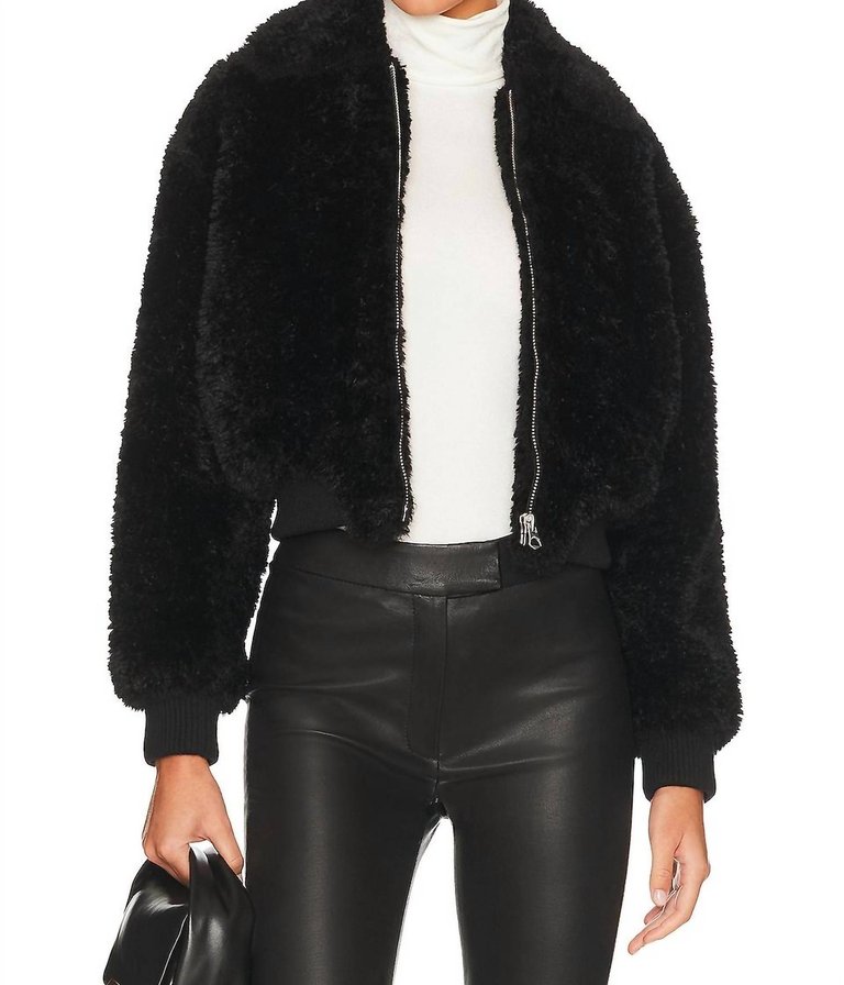 Nikki Faux Fur Jacket In Black - Black
