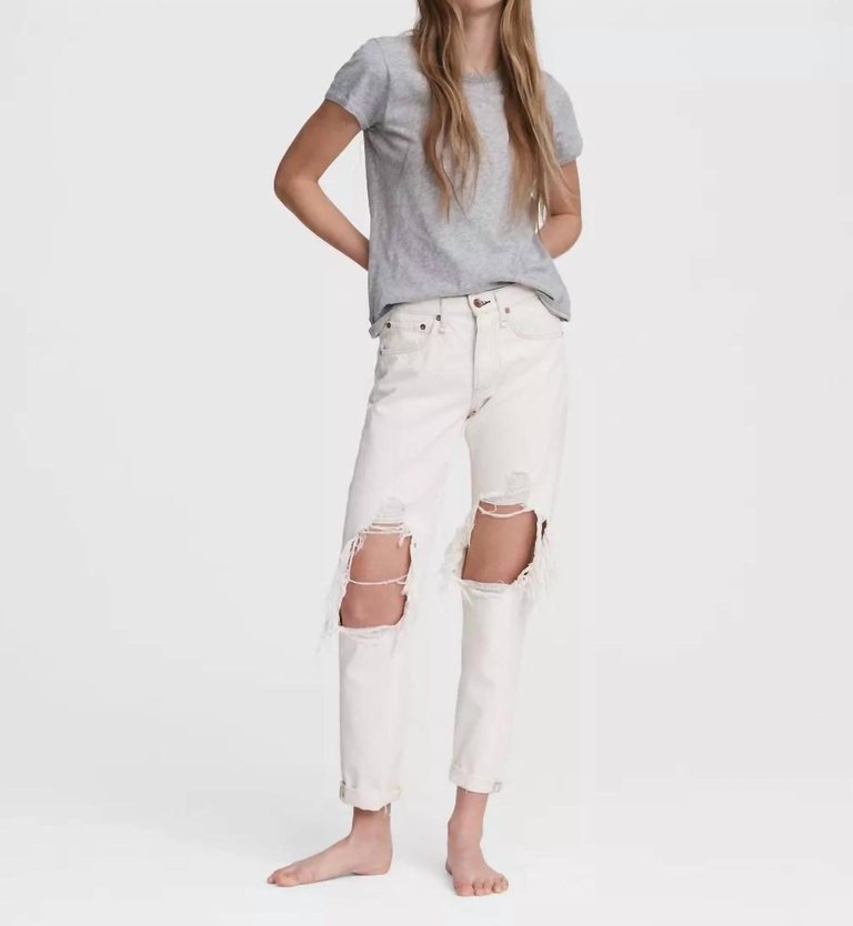 Rosa Mid-Rise Boyfriend Jean In Ecru - Ecru