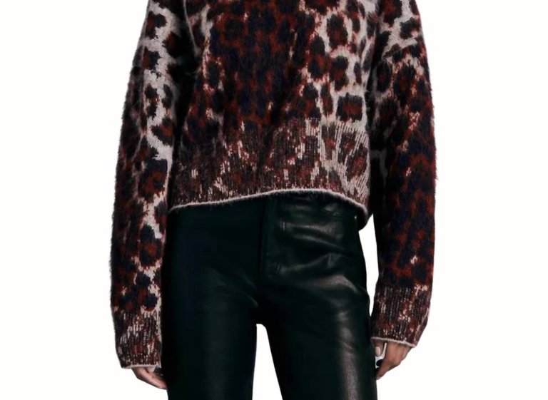 Sarah Wool Crew Sweater - Leopard