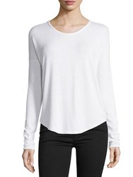 Women Classic Fit White Hudson V-Neck Pullover Long Sleeve Shirt Top - White
