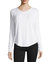 Women Classic Fit White Hudson V-Neck Pullover Long Sleeve Shirt Top - White