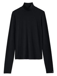 Women Luca Knit Turtleneck Long Sleeve Top Black