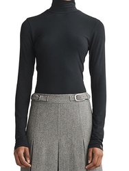 Women Luca Knit Turtleneck Long Sleeve Top Black - Black