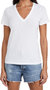 Women The Vee Tee Bright White Short Sleeve Slubbed Jersey T-Shirt - White