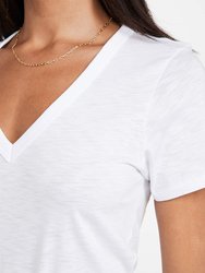 Women The Vee Tee Bright White Short Sleeve Slubbed Jersey T-Shirt