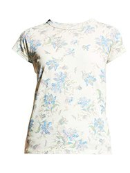 Women's All Over Floral Tee Ivory Multi Cotton Short Sleeve - Multicolor
