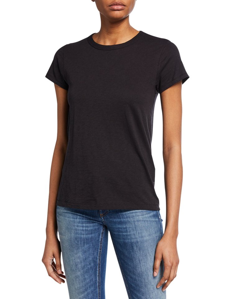 Women's Black The Tee Crew Neck Solid Short Sleeve T-Shirt - Black