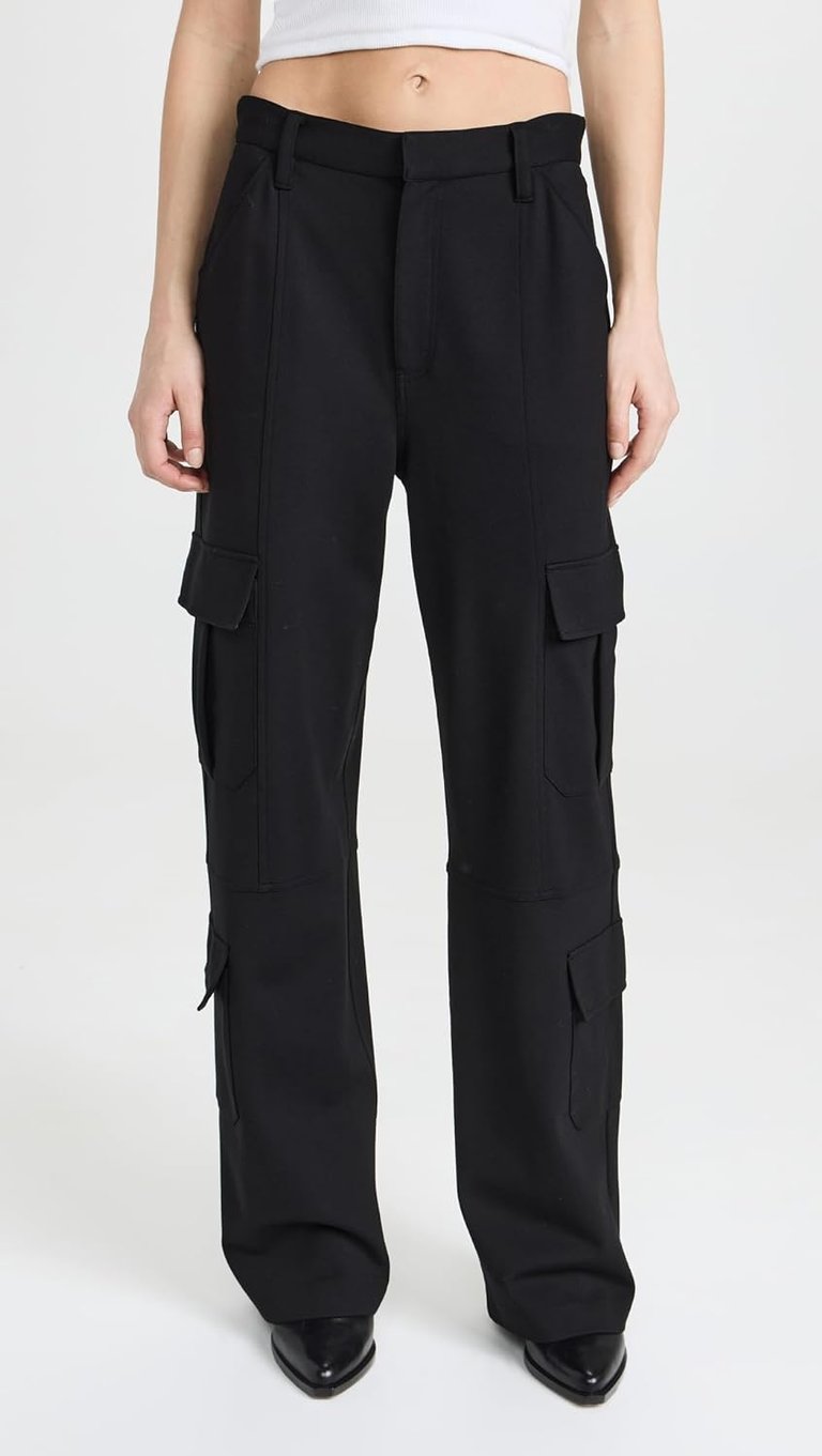 Womens Irina Full Length Jersey Cargo Pants - Black
