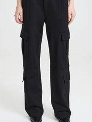 Womens Irina Full Length Jersey Cargo Pants - Black