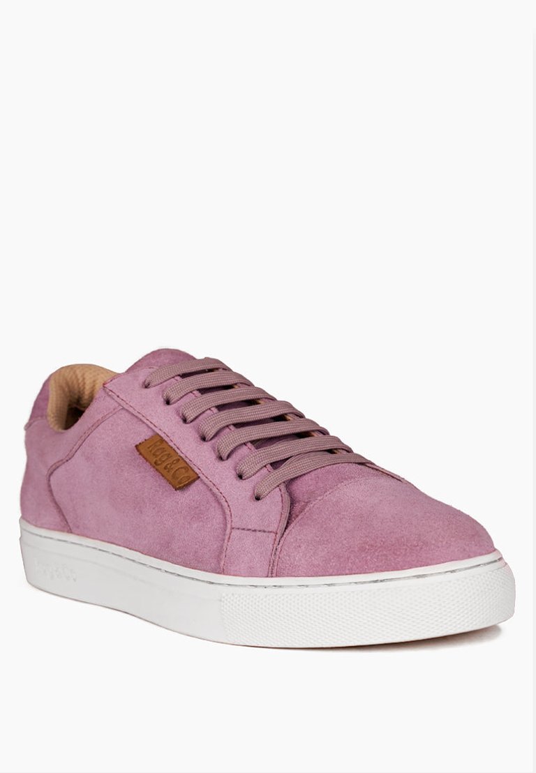 Ashford Pink Fine Suede Handcrafted Sneakers - Pink