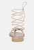 Baxea Handcrafted Latte Tie Up String Flats