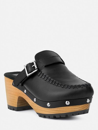 Rag & Co Choctav Black Handcrafted Leather Clogs product